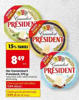 Biedronka Ser Camembert Président, 170 g: lekki z bazylią oferta
