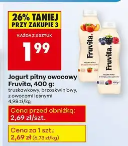 Biedronka Jogurt pitny owocowy Fruvita, 320 g: truskawkowy oferta