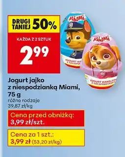 Biedronka Jogurt jajko z niespodzianką Miąmi, 75 g: różne rodzaje oferta