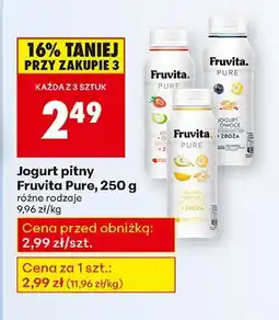 Biedronka Jogurt pitny Fruvita Pure, 250 g: różne rodzaje oferta