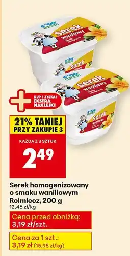 Biedronka Serek homogenizowany o smaku waniliowym Rolmlecz oferta