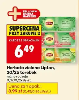 Biedronka Herbata zielona Lipton, różne rodzaje oferta