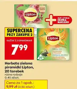 Biedronka Herbata zielona piramidki Lipton 20 torebek różne rodzaje oferta