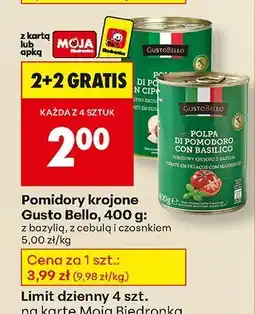 Biedronka Pomidory krojone Gusto Bello: z bazylią oferta