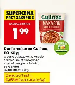 Biedronka Danie makaron Culineo: w sosie gulaszowym, w sosie carbonara ze szpinakiem, po bolońsku oferta