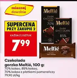Biedronka Czekolada gorzka Meltié 70% kakao z płatkami pomarańczy oferta