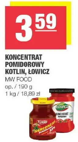 Spar Koncentrat pomidorowy Kotlin, Łowicz MW FOOD oferta