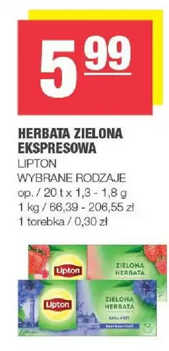 Spar Herbata zielona ekspresowa LIPTON wybrane rodzaje oferta