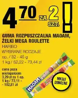 Spar Guma rozpuszczalna MAOAM, żelki MEGA ROULETTE HARIBO wybrane rodzaje oferta