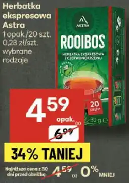Delikatesy Centrum Herbatka ekspresowa Astra Rooibos wybrane rodzaje oferta