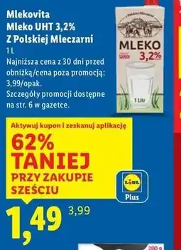 Lidl Mleko 3.2 % Mlekovita Z Polskiej Mleczarni oferta