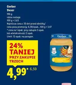 Lidl Deser gruszki mango i trzy zboża Gerber oferta