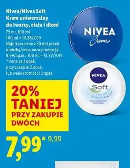 Lidl Krem do twarzy i ciała intensywnie nawilżający Nivea Soft oferta