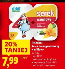 Lidl Serek homogenizowany waniliowy 4-pak Rolmlecz oferta