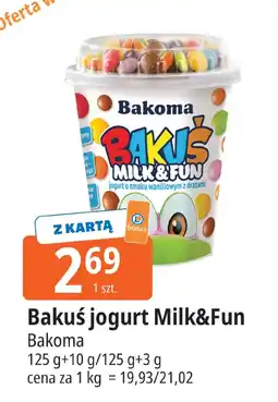 E.Leclerc Bakuś jogurt Milk&Fun Bakoma oferta