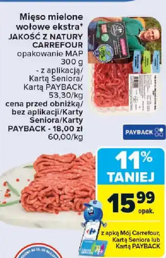 Mięso mielone wołowe ekstra JAKOŚĆ Z NATURY CARREFOUR