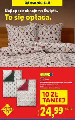 Lidl Pościel z bawełny satynowej 140 x 200 cm + 70 80 Livarno Home oferta