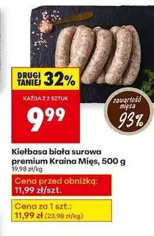 Biedronka Kiełbasa biała surowa premium Kraina Mięs oferta