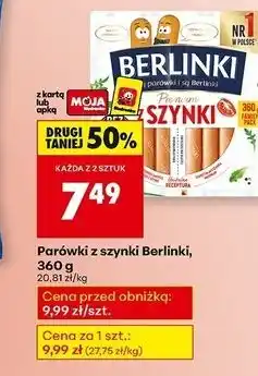 Biedronka Parówki z szynki Morliny Berlinki oferta