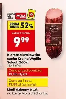 Biedronka Kiełbasa krakowska z szynki Kraina Wędlin Select oferta