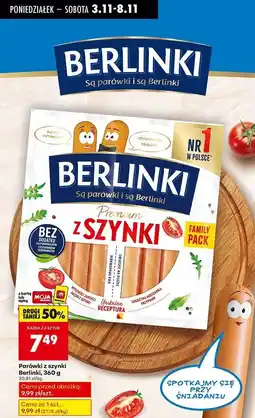 Biedronka Parówki z szynki Morliny Berlinki Premium oferta