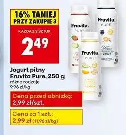 Biedronka Jogurt borówka - banan + płatki owsiane i siemię lniane Fruvita Pure oferta