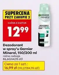 Biedronka Dezodorant black and white Garnier Mineral Invisible oferta