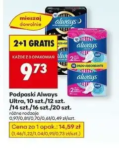 Biedronka Podpaski ze skrzydełkami rozmiar 4 secure night Always Ultra oferta