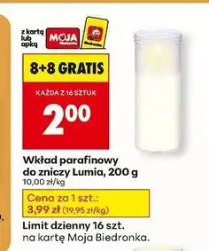 Biedronka Wkład parafinowy 60h 200 g Lumia oferta