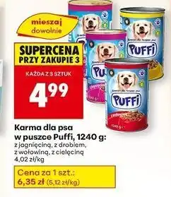 Biedronka Karma dla psa z wołowiną Puffi oferta