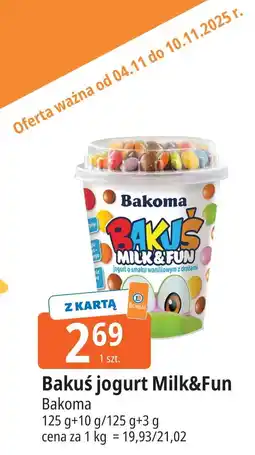 E.Leclerc Jogurt waniliowy z drażami Bakoma Bakuś Milk & Fun oferta