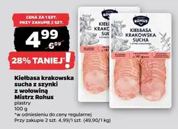 Netto Kiełbasa krakowska sucha z szynki z wołowiną plastry Mistrz Rohus oferta