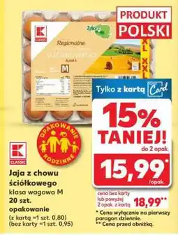 Kaufland Jaja z chowu ściółkowego klasa wagowa M 20 szt. opakowanie oferta