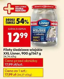 Biedronka Filety śledziowe wiejskie XXL Lisner 900 g / 567 g oferta