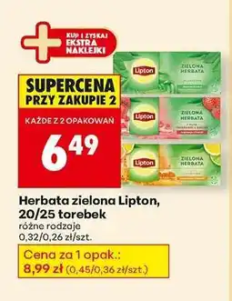 Biedronka Herbata zielona Lipton, 20/25 torebek oferta