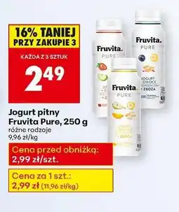 Biedronka Jogurt pitny Fruvita Pure, 250 g oferta