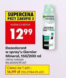 Biedronka Dezodorant w spray’u Garnier Mineral, 150/200 ml oferta