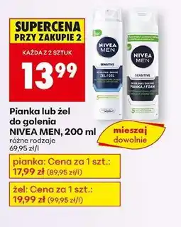 Biedronka Pianka lub żel do golenia NIVEA MEN, 200 ml oferta