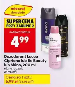 Biedronka Dezodorant Lucca Cipriano lub Be Beauty lub Skino, 200 ml oferta