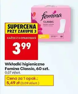 Biedronka Wkładki higieniczne Femina Classic , 60 szt oferta