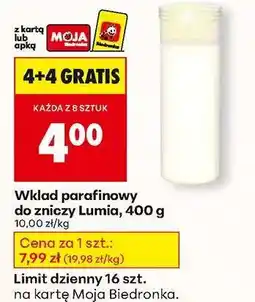 Biedronka Wkład parafinowy do zniczy Lumia, 400 g oferta