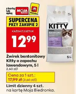 Biedronka Żwirek bentonitowy Kitty o zapachu lawendowym, 5 l oferta
