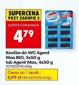 Biedronka Kostka do WC Agent Max BIO, 3x50 g lub Agent Max, 4x50 g oferta