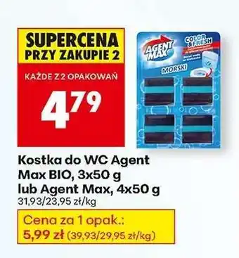Biedronka Kostka do WC Agent Max BIO, 3x50 g lub Agent Max, 4x50 g oferta