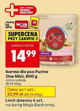 Biedronka Karma dla psa Purina One Mini 800 g oferta