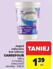 Carrefour Jogurt naturalny bez laktozy Carrefour Extra oferta