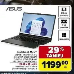 Carrefour Notebook 15.6 e1504ga-ws36 renew Asus oferta