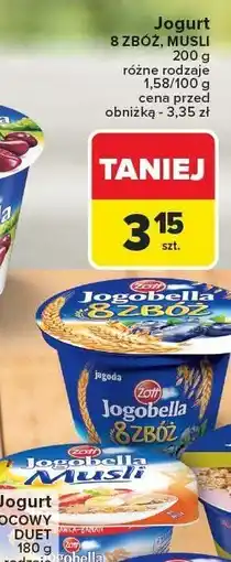 Carrefour Jogurt Jogobella 8 zbóż, różne rodzaje Zott oferta