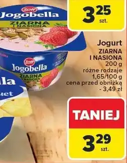 Carrefour Jogurt Jogobella ziarna i nasiona, różne rodzaje Zott oferta