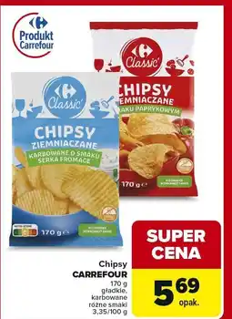 Carrefour Chipsy gładkie / karbowane różne smaki Carrefour oferta